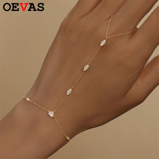 OEVAS 5A Zircon Bracelets for Women S925 Sterling Silver Lab diamonds Bracelets fashion Ring Chain Wholesale Jewelry Gift