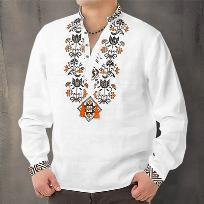 Cardigan Button men's Shirt Casual Simple Comfortable Soft Material New Floral HD Pattern Personality Cardigan Shirt Long Sleeve