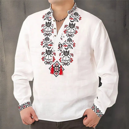 Cardigan Button men's Shirt Casual Simple Comfortable Soft Material New Floral HD Pattern Personality Cardigan Shirt Long Sleeve