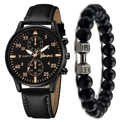 4/2/1pcs New Men Sports Watches Set Man Business Quartz Wristwatch Luxury Brown Leather Bracelet Men Casual Clock Watch（No Box）