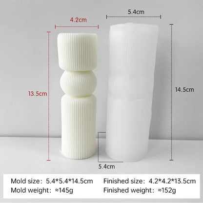 Striped Cylinder Aroma Candle Silicone Mold DIY Pillar Plaster Resin Ornaments Mould Handmade Soy Wax Candles Making Supplies