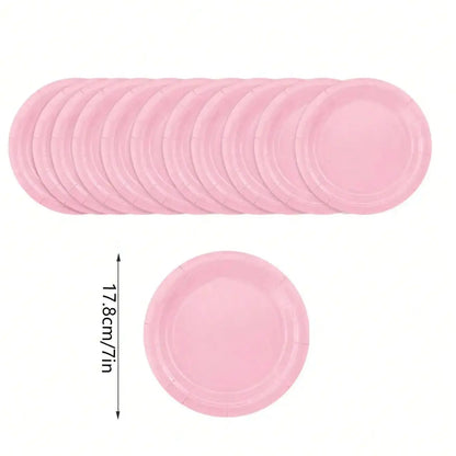 Pink Party Supplies Set Include Paper Plastic Spoons Forks Knives 9/7 Inch Disposable Dinner Dessert Plates