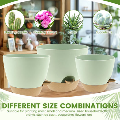 3Pcs Self Watering Flowerpot Plastic Planter with Drainage Holes 8/9/10 Inch Hanging Succulent Planter Pot Gardening Decoration