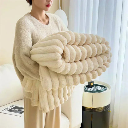 Imitation Rabbit Velvet Spring Autumn Warm Blankets or Blanket and Pillowcase Soft Fluffy Warmth Throw Blankets for Sofa Napping