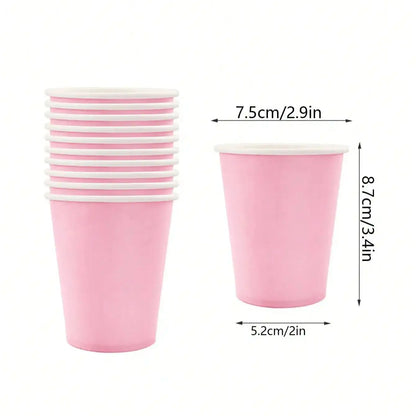 Pink Party Supplies Set Include Paper Plastic Spoons Forks Knives 9/7 Inch Disposable Dinner Dessert Plates