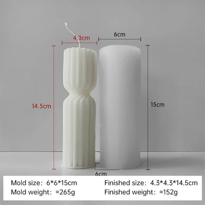 Striped Cylinder Aroma Candle Silicone Mold DIY Pillar Plaster Resin Ornaments Mould Handmade Soy Wax Candles Making Supplies