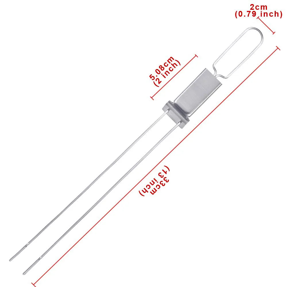 1PC Stainless Steel Double Needle Barbecue Skewers with Self Push Plate Barbecue Forks Outdoor Home BBQ Accessories Picnic