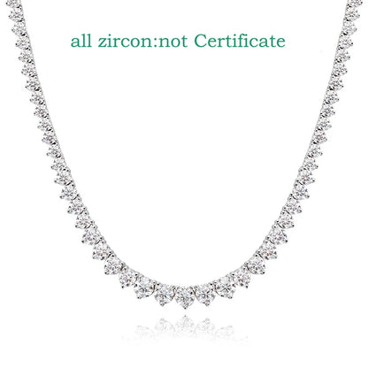 Smyoue 3 Claws Gradient Moissanite Tennis Necklace for Women Sparkling Full Diamond Luxury Jewelry Sterling Silver 925 Chain