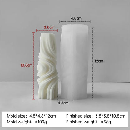 Striped Cylinder Aroma Candle Silicone Mold DIY Pillar Plaster Resin Ornaments Mould Handmade Soy Wax Candles Making Supplies