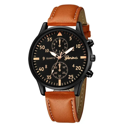 4/2/1pcs New Men Sports Watches Set Man Business Quartz Wristwatch Luxury Brown Leather Bracelet Men Casual Clock Watch（No Box）