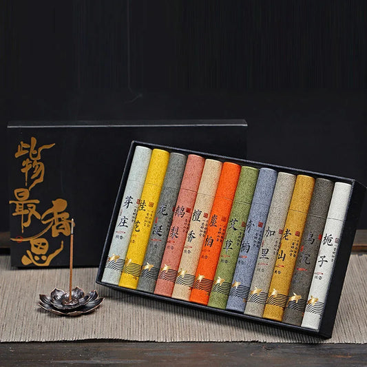 12 Kinds of Natural Sandalwood Incense Sticks in Gift Box 5g X 10.5cm Living Room Scents for Home Fragrance Osmanthus