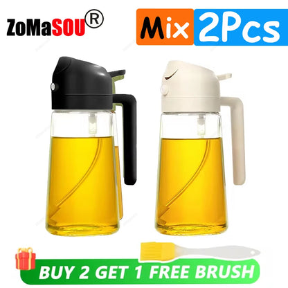 New!1-4Pcs 2in1 Oil Dispenser Bottle BBQ Cooking Oil Sprayer Olive Oil Pourers Sprayer for Kitchen Salad Baking Mister Vinegar