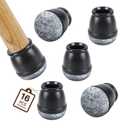 16PCS Chair Leg Protectors Anti- Slip Silicone 360°Felt Pad Bottom Wrapped Thickening Furniture Leg Cover for Hardwood Floors