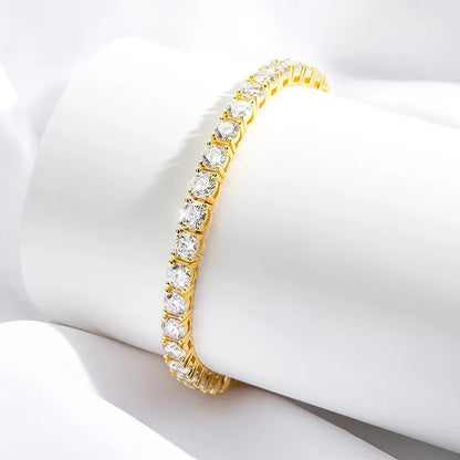Smyoue 18k Gold Plated Moissanite Tennis Bracelet for Women 3/4/5mm Classic 925 Sterling Silver Certified Bracelet for Men Chain