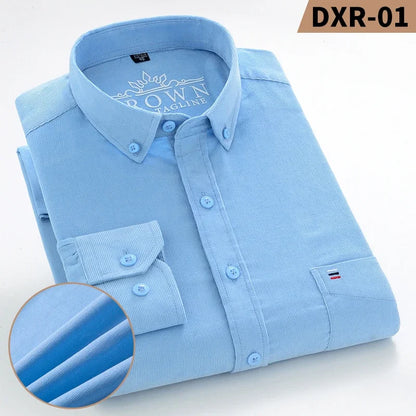 2023 Cotton Corduroy Autumn Winter Long Sleeve Regular Fit Mens Casual Shirt Warm Solid Men's Shirts With Pokets