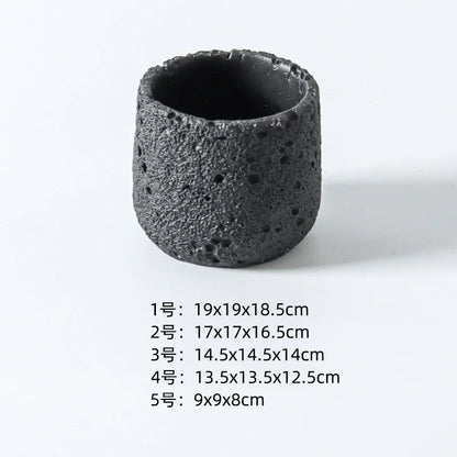 Nordic cement flowerpot simple personality creative imitation volcanic stone indoor succulent potted green plant flowerpot