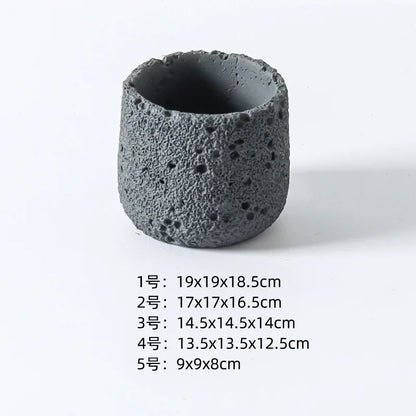 Nordic cement flowerpot simple personality creative imitation volcanic stone indoor succulent potted green plant flowerpot
