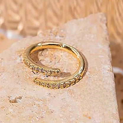 Huitan Real 925 Sterling Silver Gold Color Opening Rings Female Trendy Simple Adjustable Accessories Sparking Engagement Jewelry