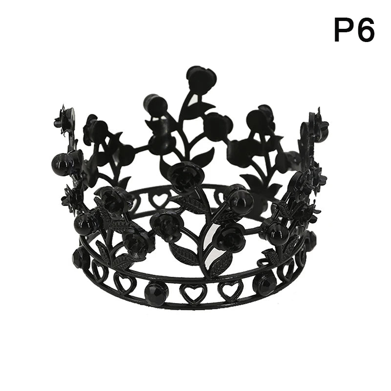 Luxury Flower Crown Small Tiaras For Doll Diadem Girls Birthday Bridal Wedding Hair Jewelry Prom Crown Cake Topper Ornaments