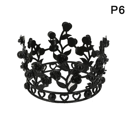 Luxury Flower Crown Small Tiaras For Doll Diadem Girls Birthday Bridal Wedding Hair Jewelry Prom Crown Cake Topper Ornaments