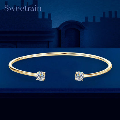 Sweetrain 0.5CT Moissanite Bangle for Women 5mm Lab Created Diamond Bracelet 100% Real 925 Sterling Silver Opening Cuff Bangle