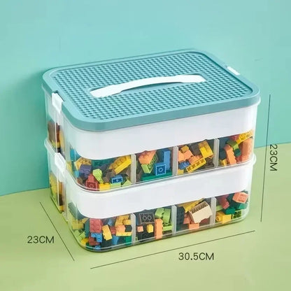 Transparent dust-proof and moisture-proof plastic storage box, classified storage, stackable building block storage box.