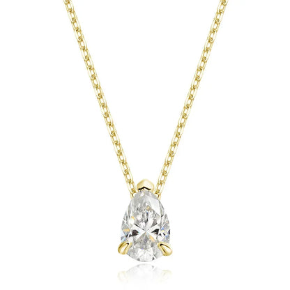 Smyoue Certified 1CT 2CT Pear Cut D VVS1 Moissanite Necklace for Women 18k Gold Plated Jewelry 100%  Sterling Silver 925 Pendant