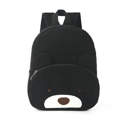 Customized Name Toddler Backpack Cartoon Bear Corduroy Large Capacity Backpack Embroidered Name Backpack Plush Bag