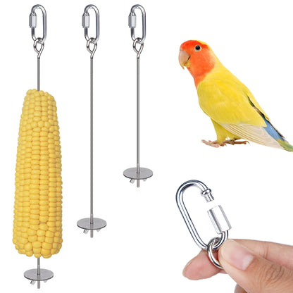Parrot Stainless Steel Fruit Fork Apple Fork Toy Bird Cage Supplies Bird Fruit Insert Feeder Pet Parrot Accessories Bird Feeder