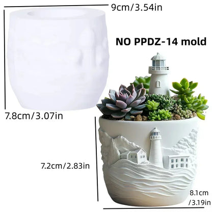 Mountain relief succulent plant flowerpot resin silicone mold mountain stream flowing water storage box candle cup gypsum molds