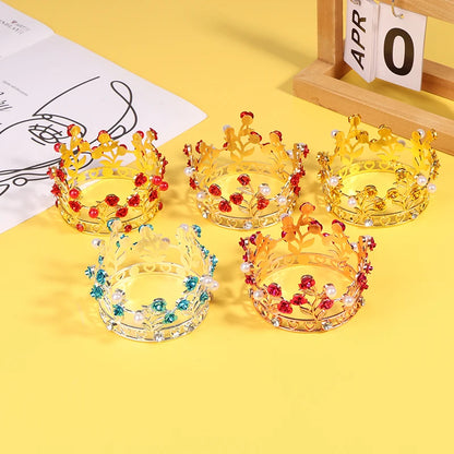 Luxury Flower Crown Small Tiaras For Doll Diadem Girls Birthday Bridal Wedding Hair Jewelry Prom Crown Cake Topper Ornaments