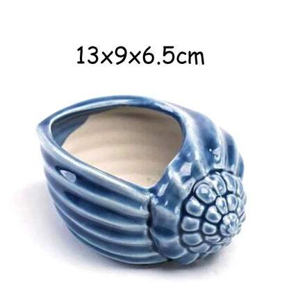 European Style Cute Fleshy Flowerpot Pocelain Blue Fish Macetas Vase Home Garden Mini Bonsai Cactus Flower Pot Balcony Decor