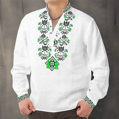 Cardigan Button men's Shirt Casual Simple Comfortable Soft Material New Floral HD Pattern Personality Cardigan Shirt Long Sleeve