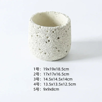 Nordic cement flowerpot simple personality creative imitation volcanic stone indoor succulent potted green plant flowerpot