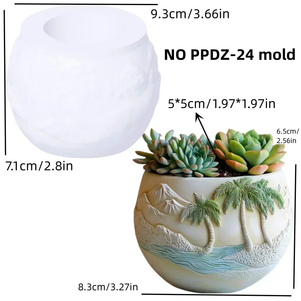 Mountain relief succulent plant flowerpot resin silicone mold mountain stream flowing water storage box candle cup gypsum molds