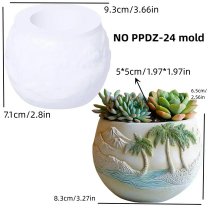 Mountain relief succulent plant flowerpot resin silicone mold mountain stream flowing water storage box candle cup gypsum molds