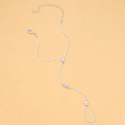 New Bohemia Rhombus Crystal Bracelet Hand Jewelry for Women Simple Thin Chain Finger Bracelet Jewelry Accessories Gift