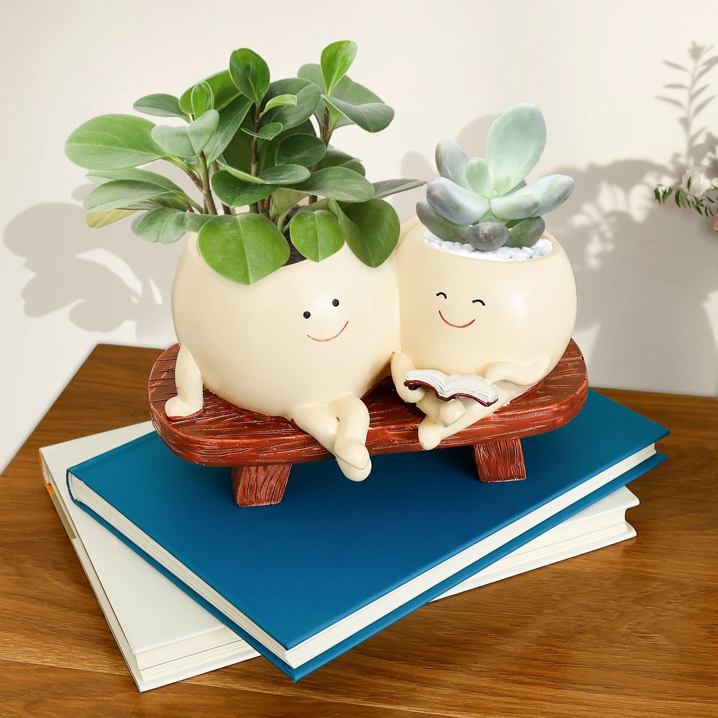 Succulent Pots Smile Face Planter Pot Resin Cute Swing Chair Hanging Creative Flower Planter for Indoor Outdoor Plants