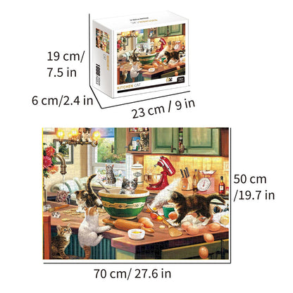 1000 Pieces Kitchen Cat Jigsaw Puzzles for Adults Home Decor Games Family Fun Floor Puzzles Educational Toys for Kids
