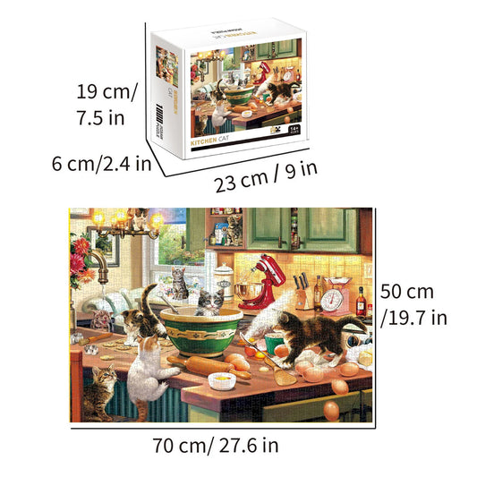 1000 Pieces Kitchen Cat Jigsaw Puzzles for Adults Home Decor Games Family Fun Floor Puzzles Educational Toys for Kids
