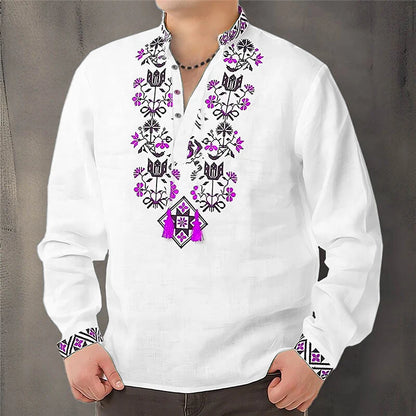 Cardigan Button men's Shirt Casual Simple Comfortable Soft Material New Floral HD Pattern Personality Cardigan Shirt Long Sleeve