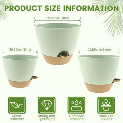 3Pcs Self Watering Flowerpot Plastic Planter with Drainage Holes 8/9/10 Inch Hanging Succulent Planter Pot Gardening Decoration
