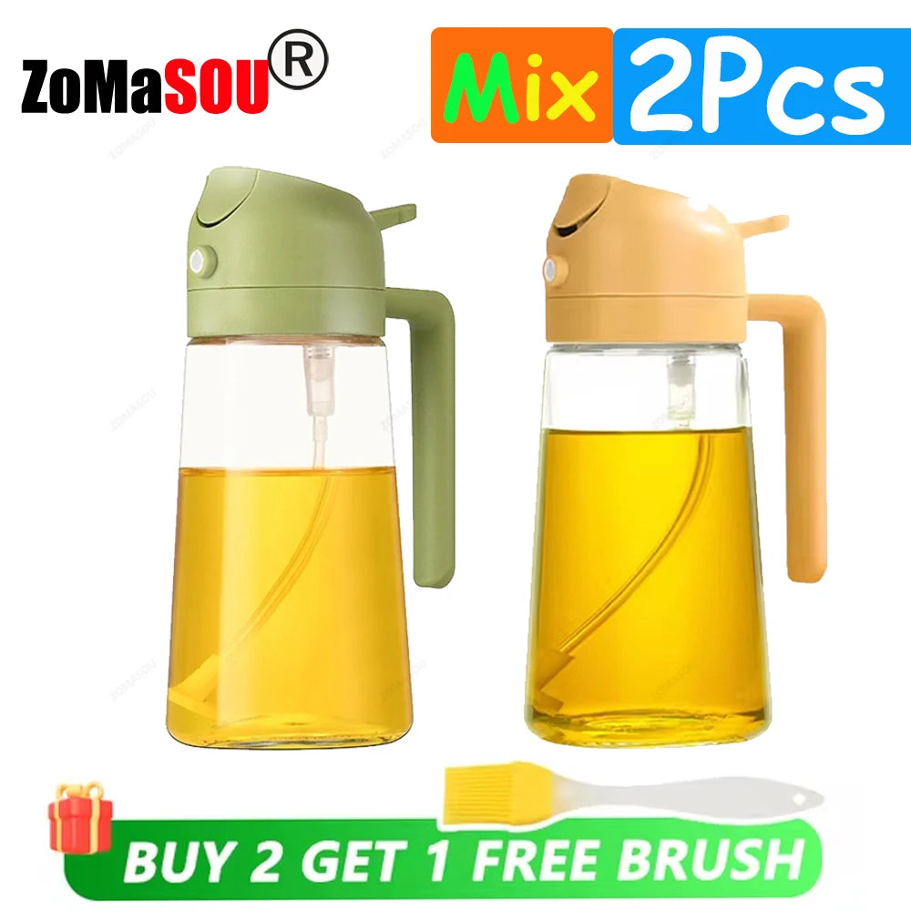 New!1-4Pcs 2in1 Oil Dispenser Bottle BBQ Cooking Oil Sprayer Olive Oil Pourers Sprayer for Kitchen Salad Baking Mister Vinegar