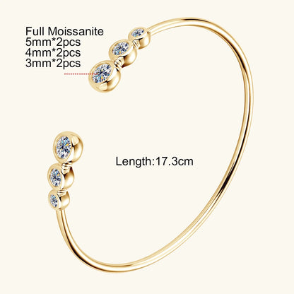 Sweetrain 0.5CT Moissanite Bangle for Women 5mm Lab Created Diamond Bracelet 100% Real 925 Sterling Silver Opening Cuff Bangle