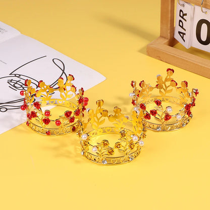 Luxury Flower Crown Small Tiaras For Doll Diadem Girls Birthday Bridal Wedding Hair Jewelry Prom Crown Cake Topper Ornaments