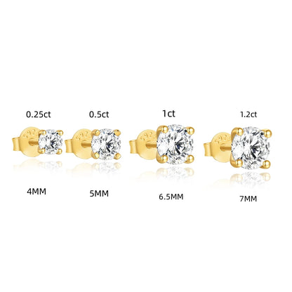 CANNER 0.25-1.2 Carat D Color Moissanite 925 Sterling Silver Stud Earring For Women Sparkling Piercing Earring Fine Jewelry Gift