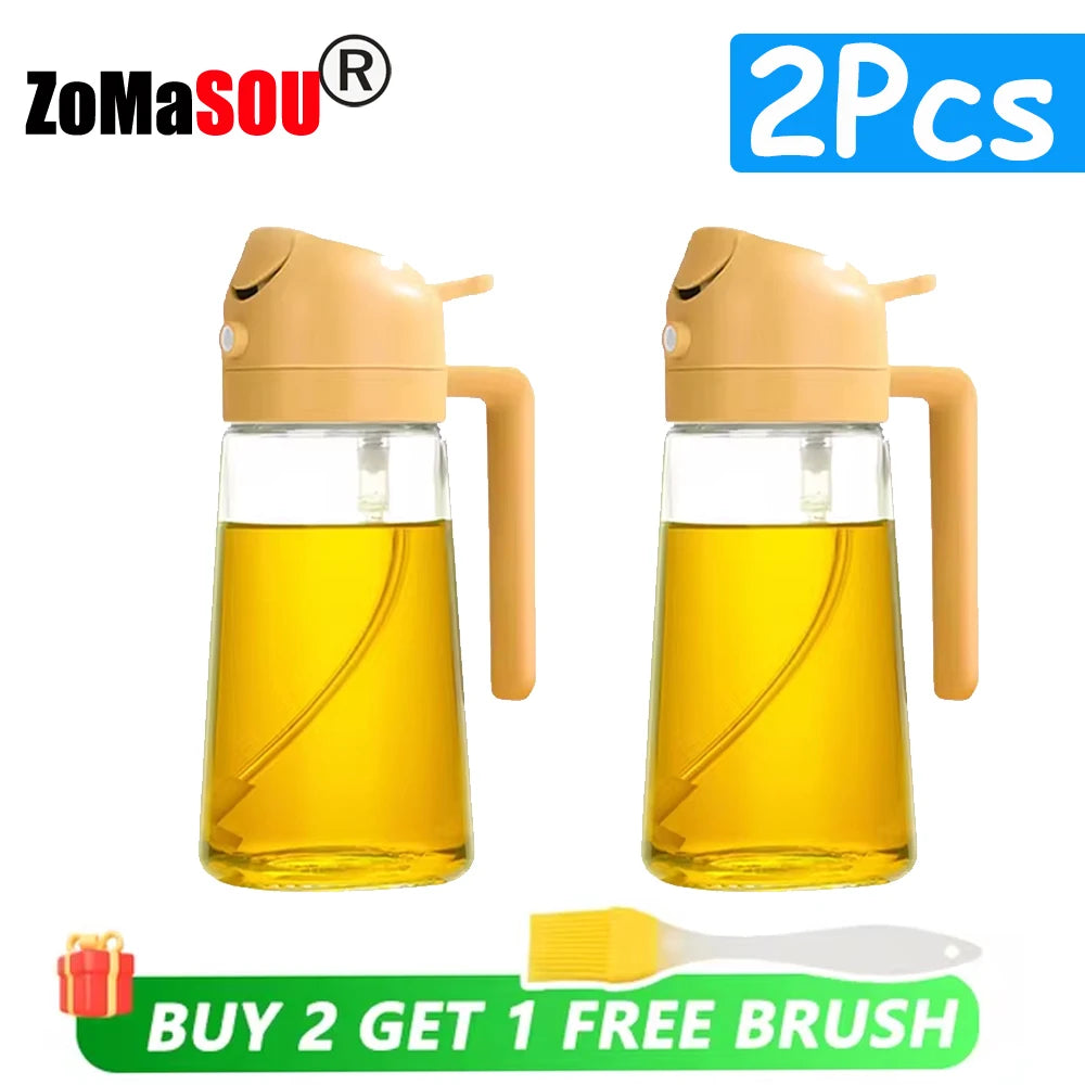 New!1-4Pcs 2in1 Oil Dispenser Bottle BBQ Cooking Oil Sprayer Olive Oil Pourers Sprayer for Kitchen Salad Baking Mister Vinegar