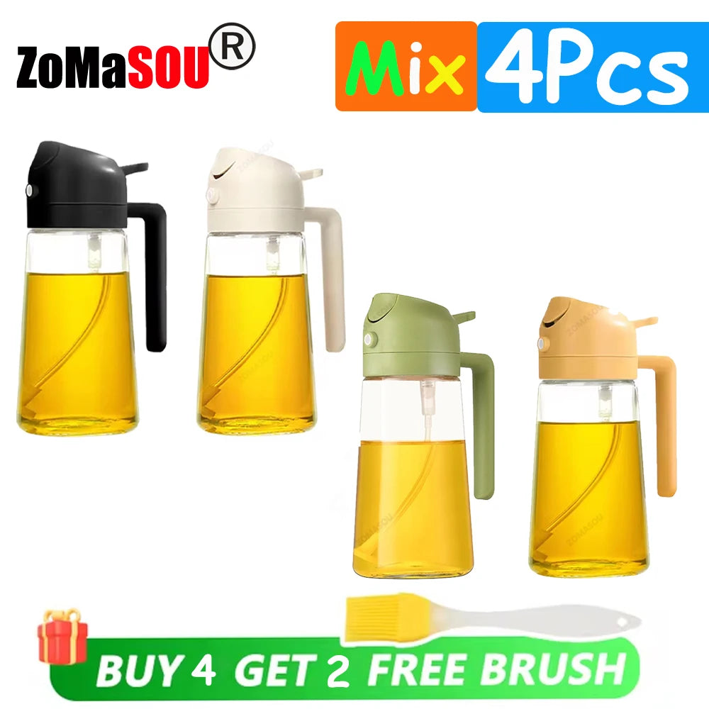 New!1-4Pcs 2in1 Oil Dispenser Bottle BBQ Cooking Oil Sprayer Olive Oil Pourers Sprayer for Kitchen Salad Baking Mister Vinegar