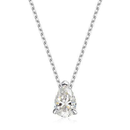 Smyoue Certified 1CT 2CT Pear Cut D VVS1 Moissanite Necklace for Women 18k Gold Plated Jewelry 100%  Sterling Silver 925 Pendant