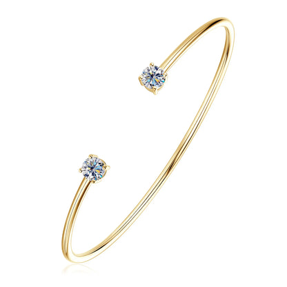 Sweetrain 0.5CT Moissanite Bangle for Women 5mm Lab Created Diamond Bracelet 100% Real 925 Sterling Silver Opening Cuff Bangle
